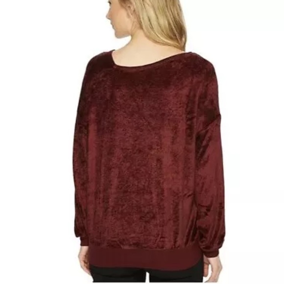 Anthropologie Michael Stars Red Vali Velvet Pullover Top Long Sleeve  XS New! - Picture 2 of 16